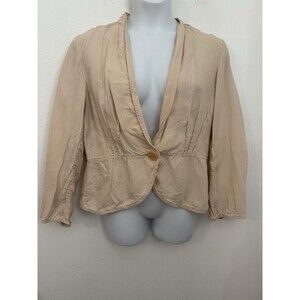 J Jill Jacket Blazer Women 100% Linen Long Sleeve Button Large Beige Lagonlook